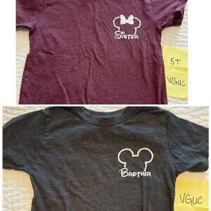 Disney Kids' Maroon and Gray Sibling Shirts